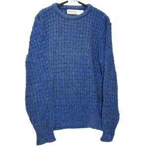 VTG American Eagle Wool Blend Waffle Knit Sweater Mens M Blue Heritage Cabin USA